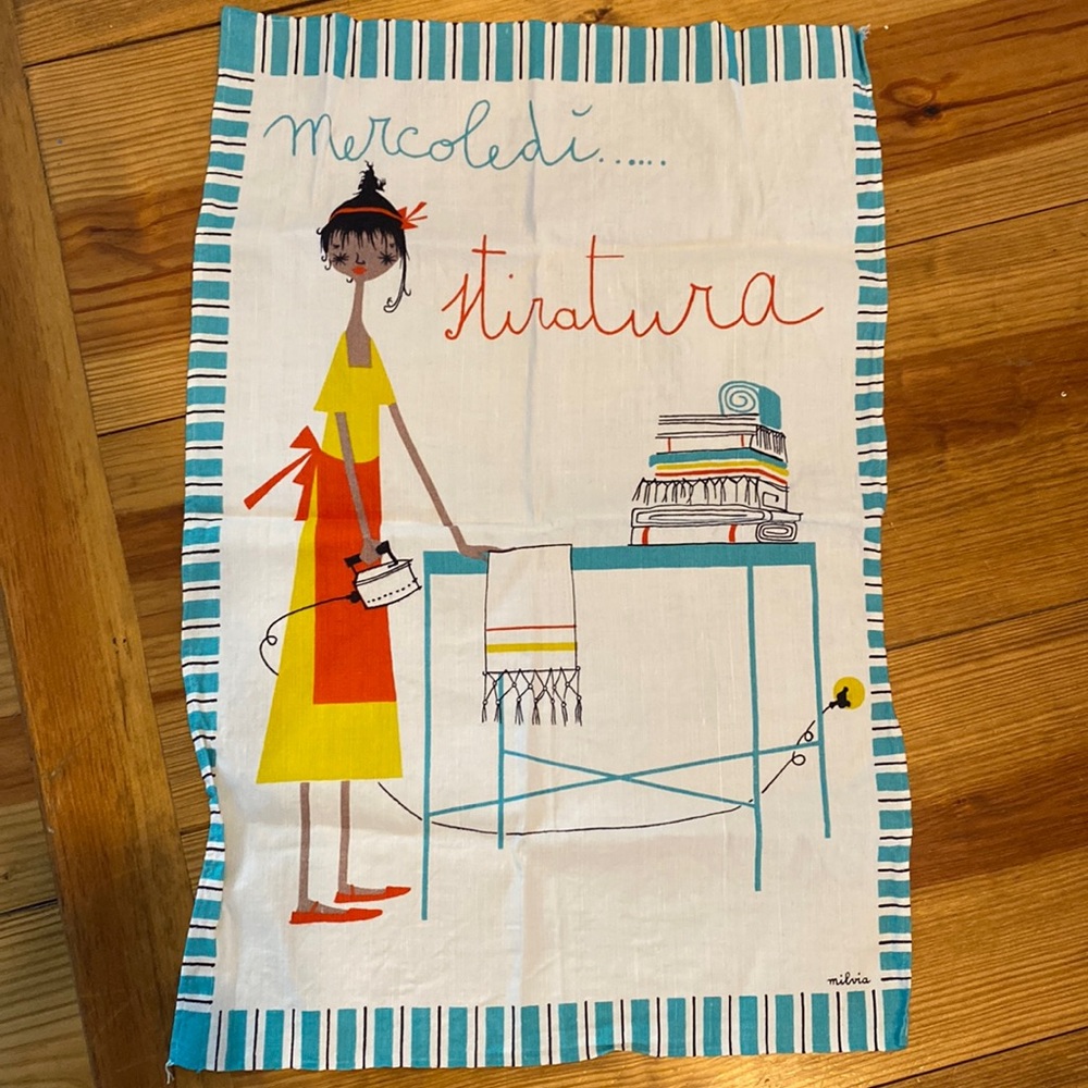 Italian tea towel, Milvia, Saks Fifth Ave. 19.5 x 29 Mercoledi, Wednesday